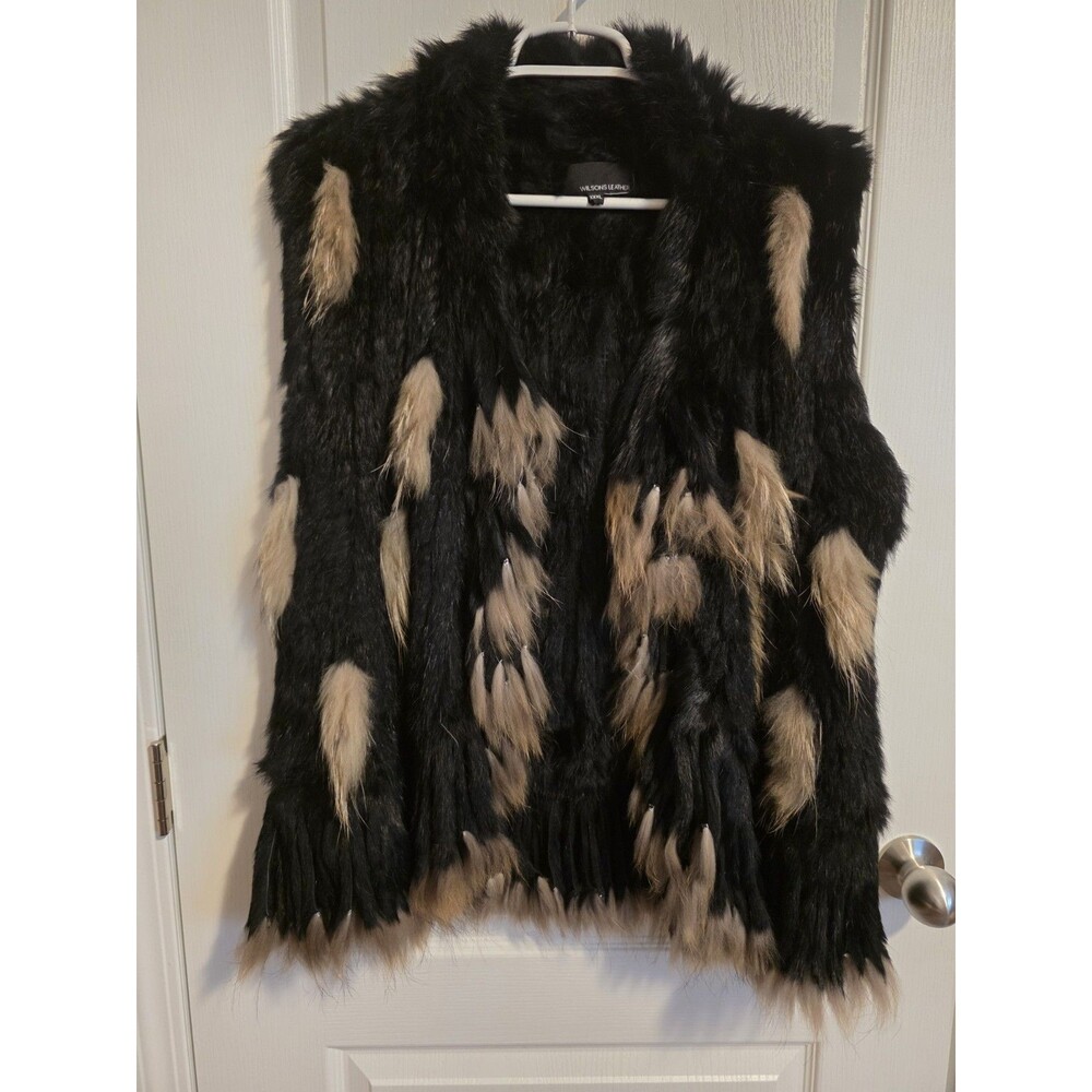 Wilsons Leather Womens Rabbit and Racoon Fur vest sz 3XL